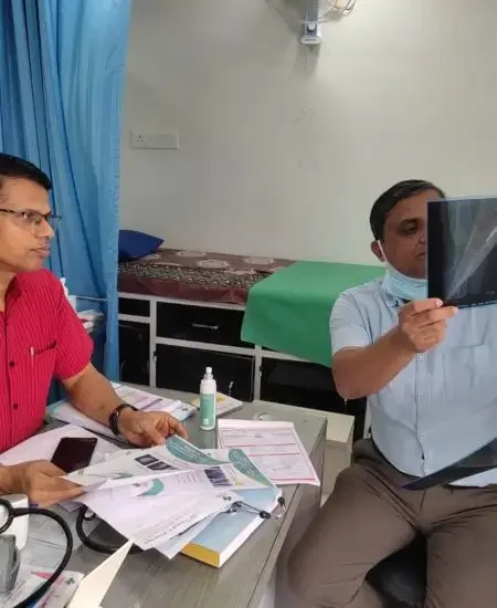 Dr Sudhir Lamkhade checking XRay